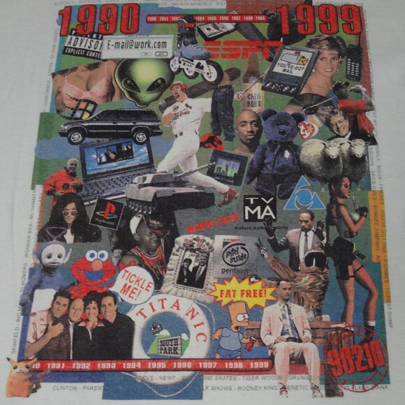 Vintage 90’s Best Memorial of 90’s Cartoons Tv Hip HopXL WHITE T-SHIRT J322